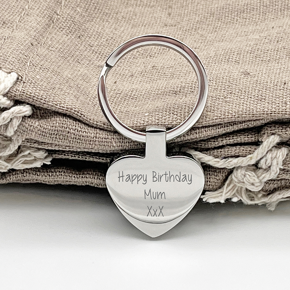 Childs Drawing Engraved Heart Keyring. Personalised Gift.